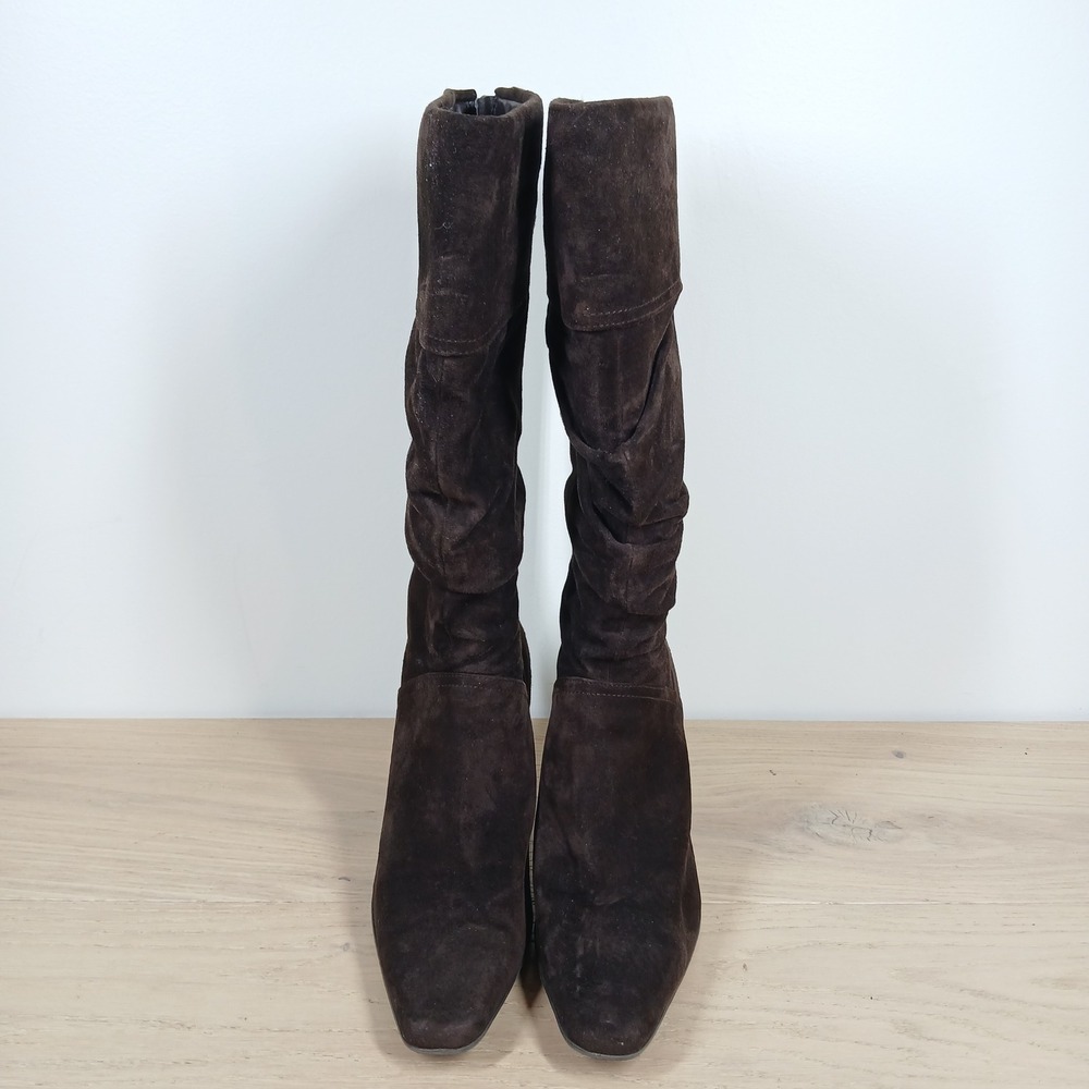 White Mountain Cady Boots Women 6.5 Brown Leather Slouchy Heeled Riding - Picture 8 of 13